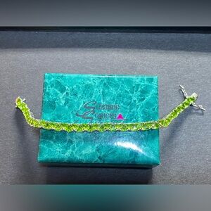 Vintage Suzanne somers sterling silver 925 Trillion Cut peridot bracelet sz 7.5